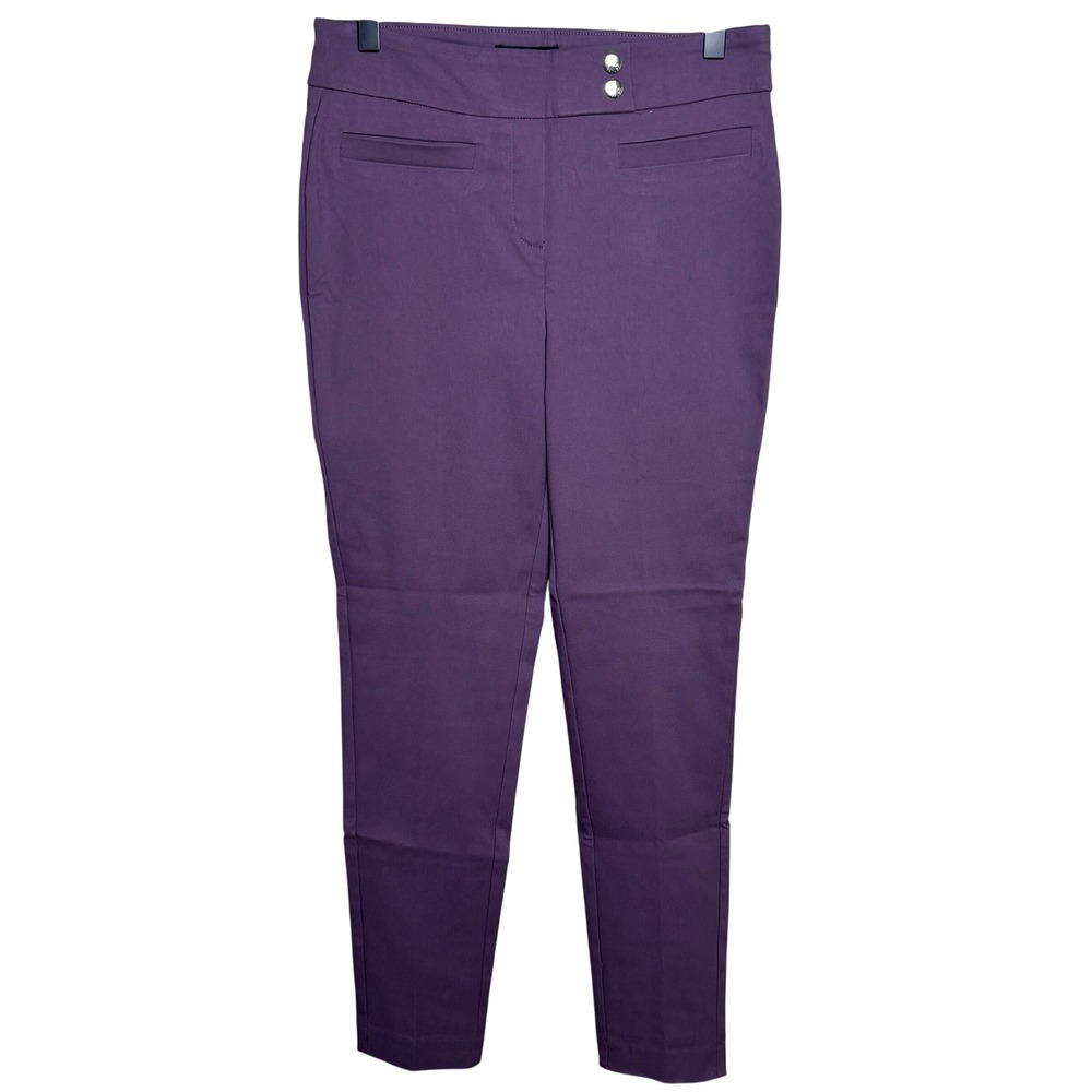 Rekucci Purple High‎ Rise Stretch Double Button Trousers Dress Pants Womens 4 US
